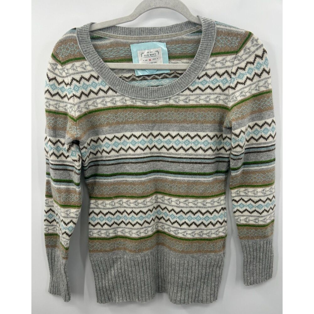 VTG Y2K Old Navy Women's Medium Festive Knit Lambswool Blend Sweater